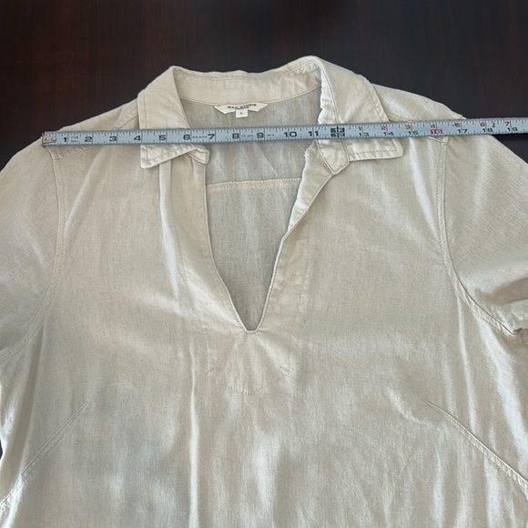 Max Studio Linen Blend Short Sleeve Collared Mini Tunic Dress Oatmeal Size L - Picture 11 of 15